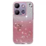Para Infinix Smart 7 4G Gradiente Glitter Case Tpu Flower Flower Teléfono Anti-drop Cover - Oro Rosa