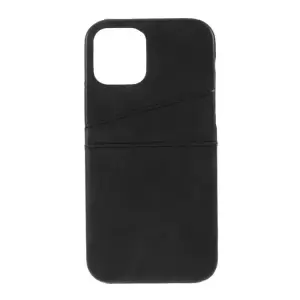 Soportes de Tragamonedas de Doble Tarjeta PU Cubierta de Portada de Teléfono Duro de PC Para PC Para Iphone 12 Pro 6.1 Pulgadas/12 6.1 Pulgadas - Negro