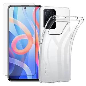 Case de Teléfono Protector de TPU Suave Transparente Con Protector de Pantalla de Vidrio Templado Para Xiaomi 11t/11t Pro