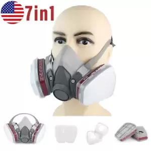 7in1 Half Face Gas Mask Facepiece Spray Painting Respirator Safety Suit For 6200