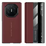 Para Huawei Mate XT Ultimate Case Kickstand Ventana Ventana de Cuero de Vaca Genuina+pc Teléfono - Rojo