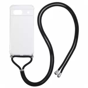 Para Google Pixel 8a Case de Esquina Reforzada TPU Clear Phone Cover Con Lanyard