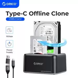 ORICO Dual Bay Hard Drive Docking Station USB C 3.2 Gen 2 for 2.5/3.5'' HDD SSD