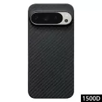 Para Google Pixel 9 Pro XL Case 1500D Textura Gruesa Fibra de Fibra de Teléfono Delgada (orificio de Lente Grande) - Negro