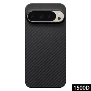 Para Google Pixel 9 Pro XL Case 1500D Textura Gruesa Fibra de Fibra de Teléfono Delgada (orificio de Lente Grande) - Negro