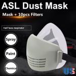 Gas Mask Paint Spray Anti-Dust Smoke Washable Reusable Respirator +10PCS Filters