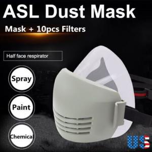 Gas Mask Paint Spray Anti-Dust Smoke Washable Reusable Respirator +10PCS Filters