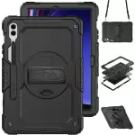 Para Samsung Galaxy Tab S9 Fe+ SM-X610 SM-X616B Cubierta de la Tableta Pc+ Case de Silicona Con Protector de Pantalla de Mascota y Patada - Negro+negro