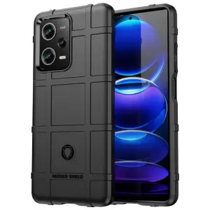 Para Xiaomi Redmi Note 12 Pro 5G Back Shell, Case de Teléfono Protectora de la Red Cuadrada Rugged Textura TPU TPU - Negro