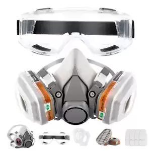 RBLCXG Respirator Reusable Half Face Cover Gas Mask with Safety Glasses, Filters