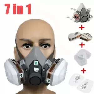 7 IN 1 Gas Mask Half Face Respirator Paint Spray Chemical Facepiece Safety 6200