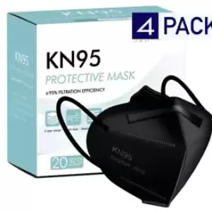4 PACKS-KN95 Face Mask, 5-Layers Breathable KN95 Masks, Black - [80 Masks]