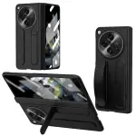 Para Oppo Find N3 5G Case Kickstand Wallband PC Port Cover Con Película de Vidrio Templado - Negro