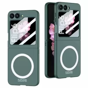 GKK Para Samsung Galaxy Z Flip6 Case 5G Compatible Con Portada de Teléfono PC Magsafe Con Película de Pantalla - Verde