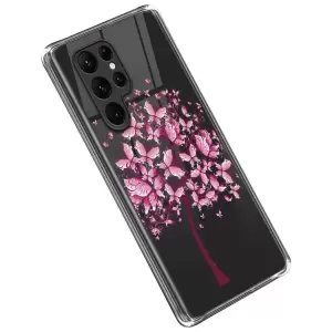 Para Samsung Galaxy S23 Ultra 5G IMD Patrón de Impresión de Patrones Case de Teléfono TPU Flexible Anti-drop Tapa Trasera - Flores Rosadas