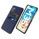 Para Samsung Galaxy M35 5G Case Tela + Cubierta de Teléfono de PC Duro Con Ranuras de Tarjeta Dual - Azul