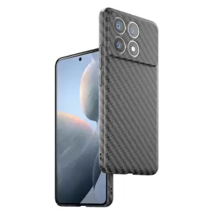 Para Xiaomi Redmi K70 5G Case de Teléfonos Celulares Color de Colapso de Carbono Fibra de Carbono PC Cubierta de PC Dura - Negro