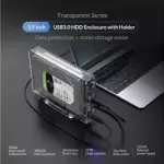 ORICO 3.5'' SATA to USB3.0 HDD Transparent Enclosure w/Holder 12TB Max UASP
