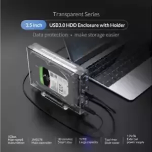 ORICO 3.5'' SATA to USB3.0 HDD Transparent Enclosure w/Holder 12TB Max UASP