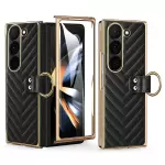 Para Samsung Galaxy Z Fold6 5G Case V-waphape Pattern Kickstand PC Telephip Cover - Negro