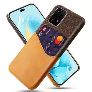 Para Honor 200 Lite Case PU Tarjeta de Cuero Textura de Tela de Tela Hard PC Cover - Naranja