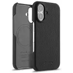 Melkco Para Iphone 16 Case Genuina de Cuero de Vaca PC Portada Compatible Con Magsafe - Negro