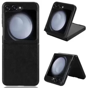 Para Samsung Galaxy Z Flip6 5G Case Litchi Textura Cuero Hard PC Cover - Negro