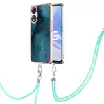 YB IMD Series-18 Style E Para Oppo A78 5G / Case de Teléfono de Electroplatación A58 5G 2.0 mm TPU Mármol Cubierta Con Cordón - Verde