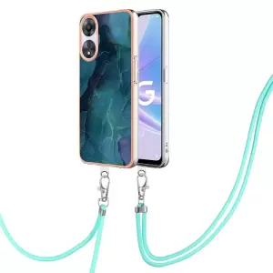 YB IMD Series-18 Style E Para Oppo A78 5G / Case de Teléfono de Electroplatación A58 5G 2.0 mm TPU Mármol Cubierta Con Cordón - Verde